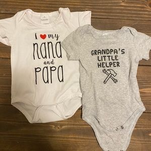 2 onesies. Washed but never worn.